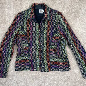 Bets by Canvasbacks Jacket Womens S Aztec Bohemian Tapestry Embroidered Artsy